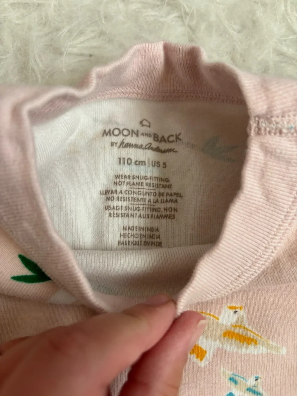 Hanna Andersson Girls Light Pink Bird & Sun AOP Organic Cotton Pajama Set